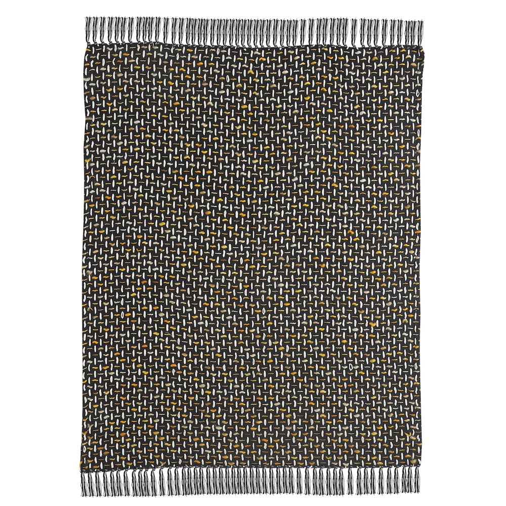 Black/Gold Geometric All-Natural Cotton Throw Blanket. Picture 2