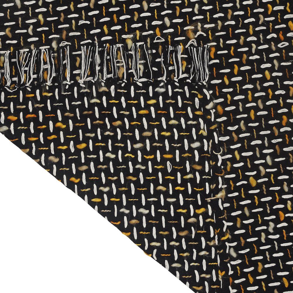 Black/Gold Geometric All-Natural Cotton Throw Blanket. Picture 4