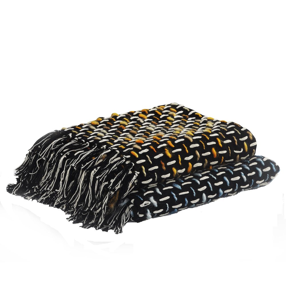 Black/Gold Geometric All-Natural Cotton Throw Blanket. Picture 7