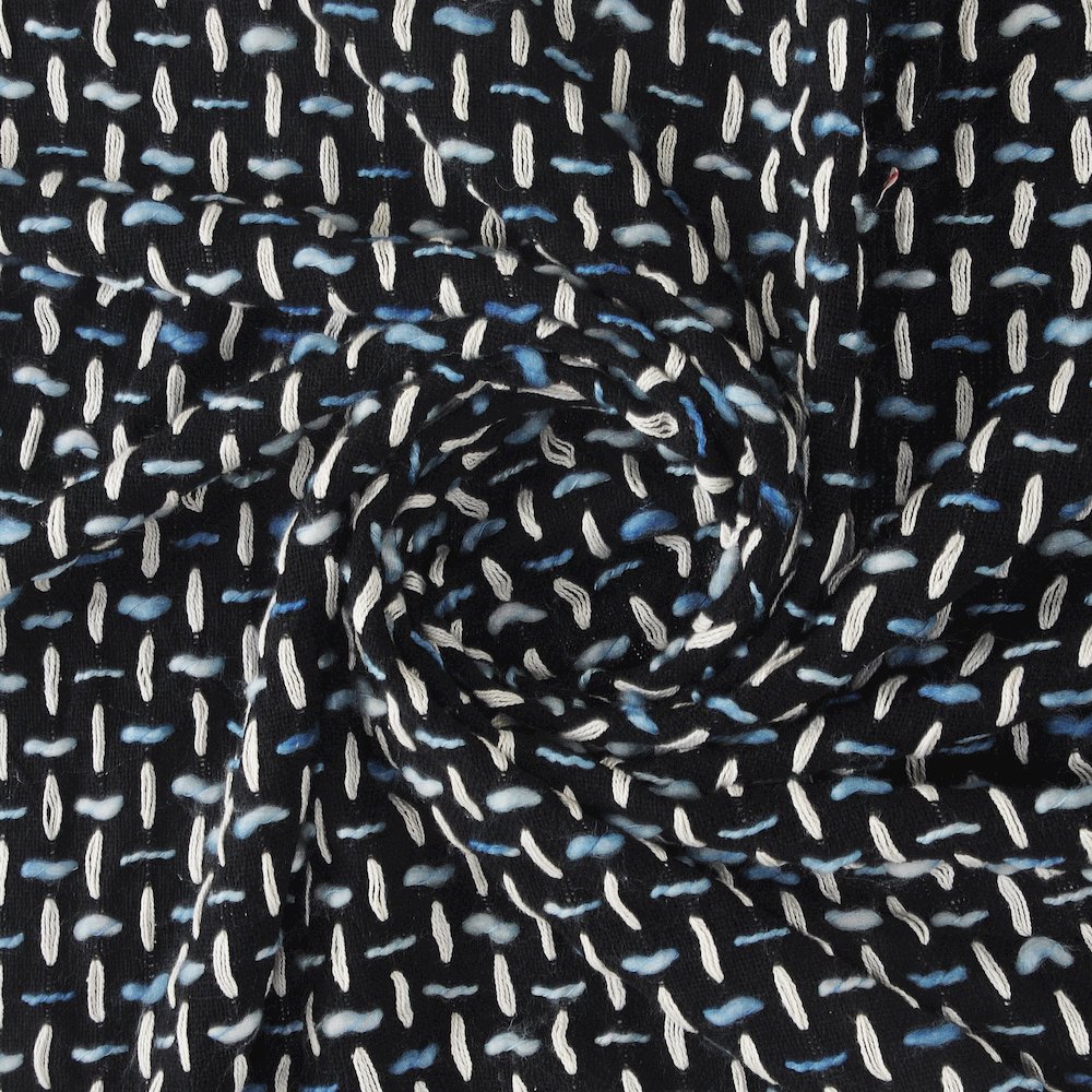 Black/Blue Geometric All-Natural Cotton Throw Blanket. Picture 6