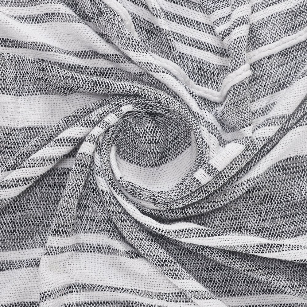 Grey/White Striped All-Natural Cotton Throw Blanket. Picture 6