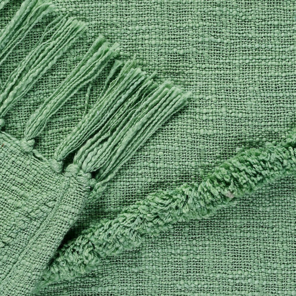 Evette Rios Diamond Tufted All-Natural Cotton Throw Blanket, Green. Picture 2