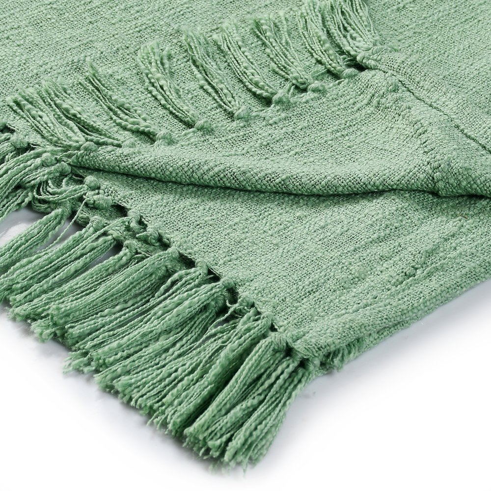 Evette Rios Diamond Tufted All-Natural Cotton Throw Blanket, Green. Picture 4