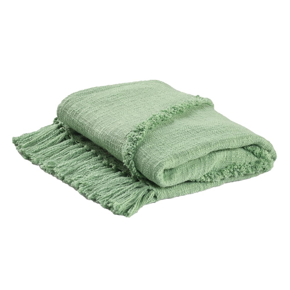 Evette Rios Diamond Tufted All-Natural Cotton Throw Blanket, Green. Picture 1