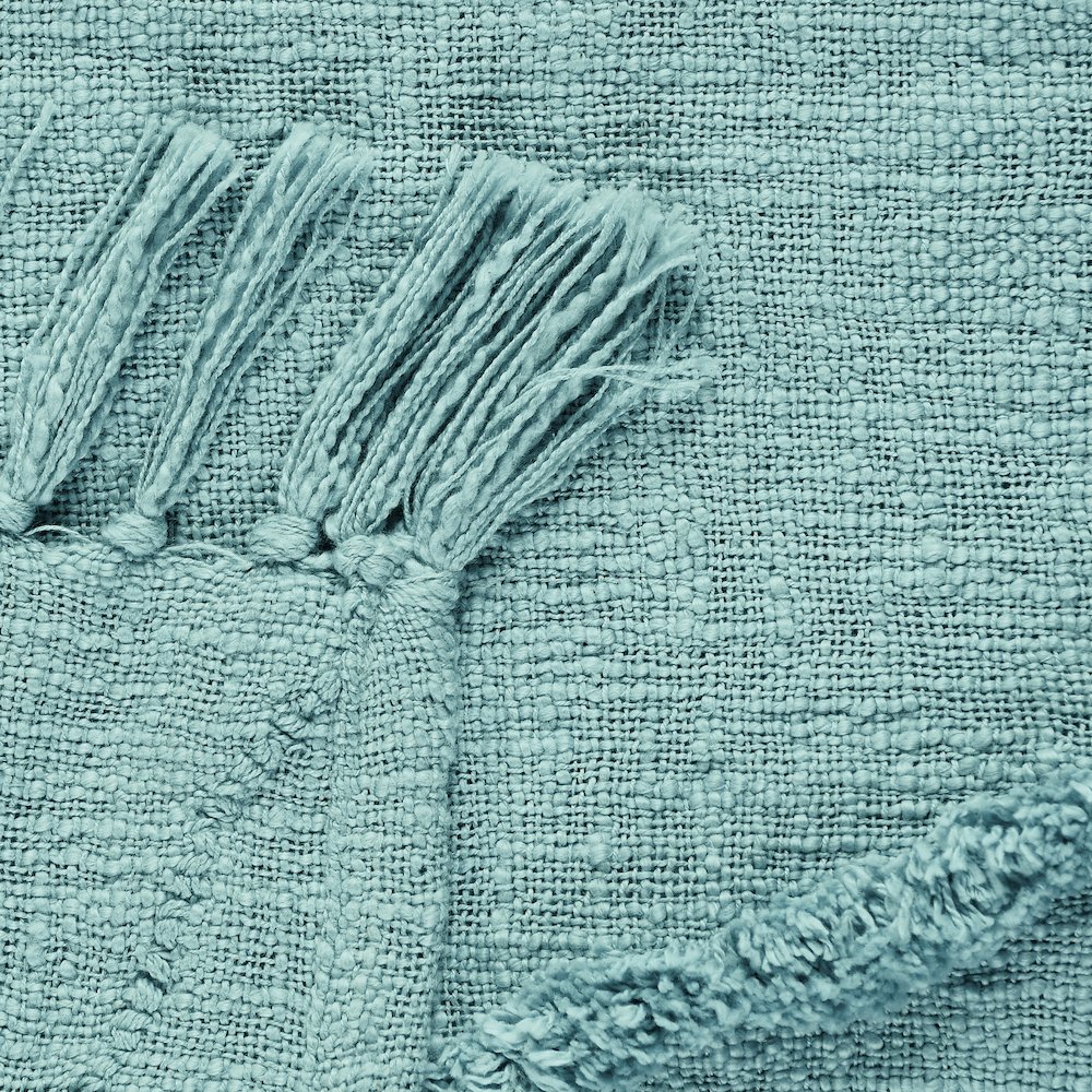 Evette Rios Diamond Tufted All-Natural Cotton Throw Blanket, Blue. Picture 2