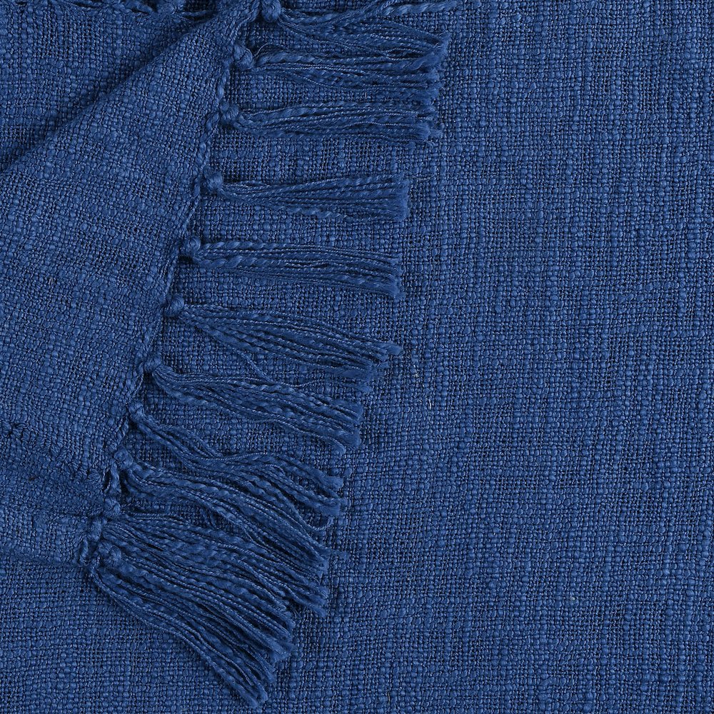 Evette Rios Diamond Tufted All-Natural Cotton Throw Blanket, Navy Blue. Picture 2