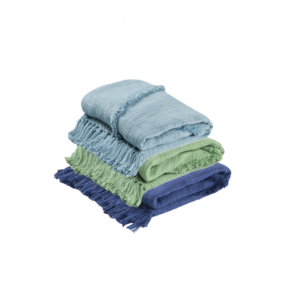 Evette Rios Diamond Tufted All-Natural Cotton Throw Blanket, Navy Blue. Picture 5