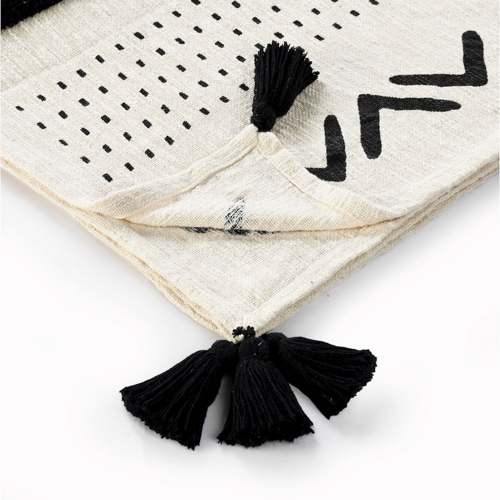 Avant-Garde Black/White Striped Hand-Woven All-Natural Cotton Throw Blanket. Picture 4