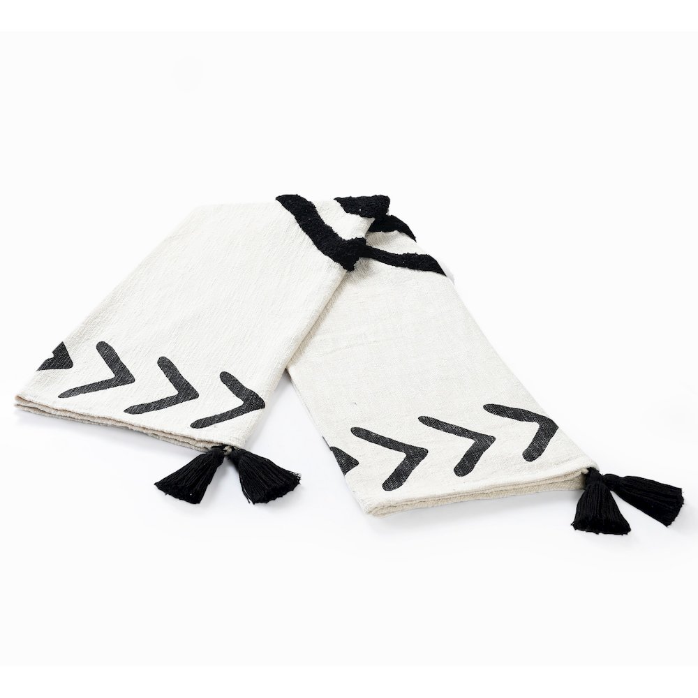 Avant-Garde Black/White Geometirc Hand-Woven All-Natural Cotton Throw Blanket. Picture 5