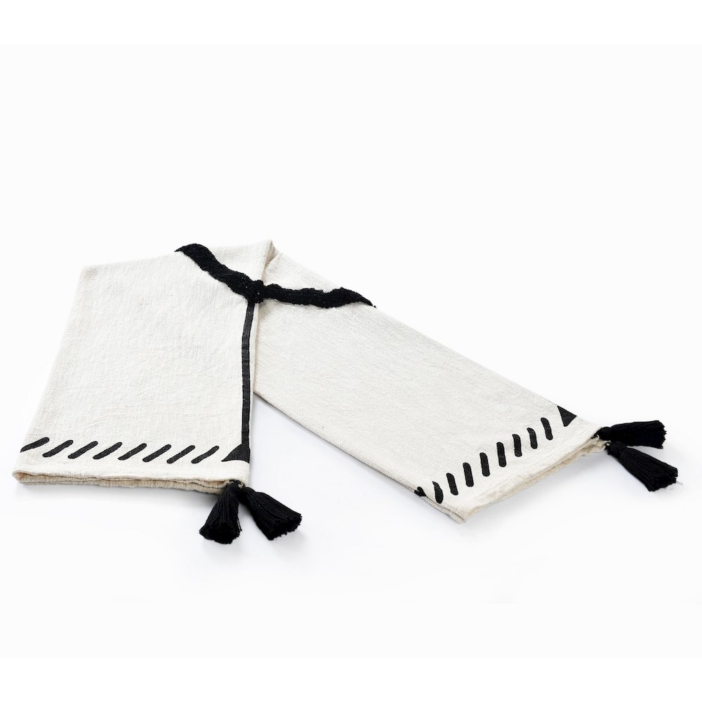Black/White Diamond Hand-Woven All-Natural Cotton Throw Blanket. Picture 5
