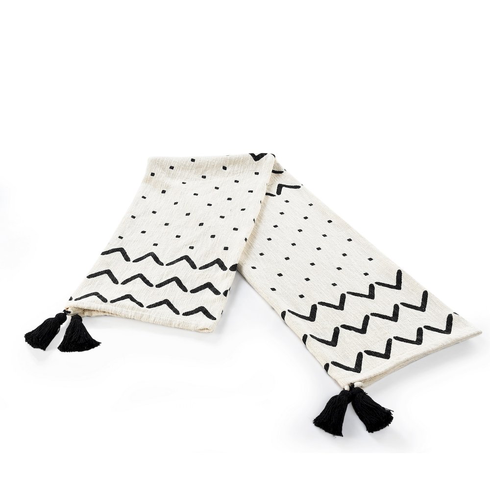 Avant-Garde Black/White Chevron/Dot Hand-Woven All-Natural Cotton Throw Blanket. Picture 5