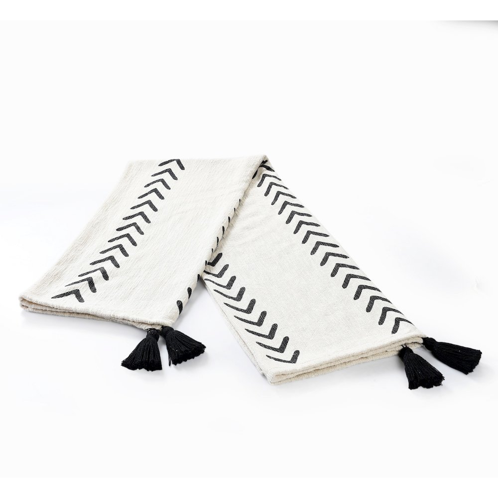 Avant-Garde Black/White Chevron/Stripe Hand-Woven Natural Cotton Throw Blanket. Picture 5