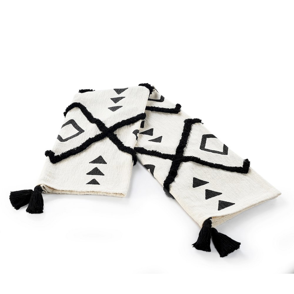 Avant-Garde Black/White Diamond Hand-Woven All-Natural Cotton Throw Blanket. Picture 5