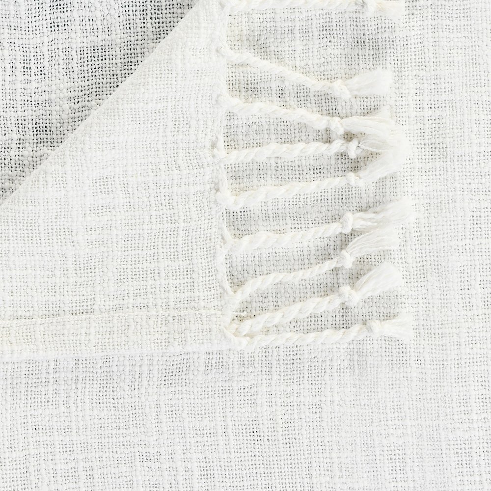 Blue/White Ombre Hand-Woven All-Natural Cotton Throw Blanket. Picture 2