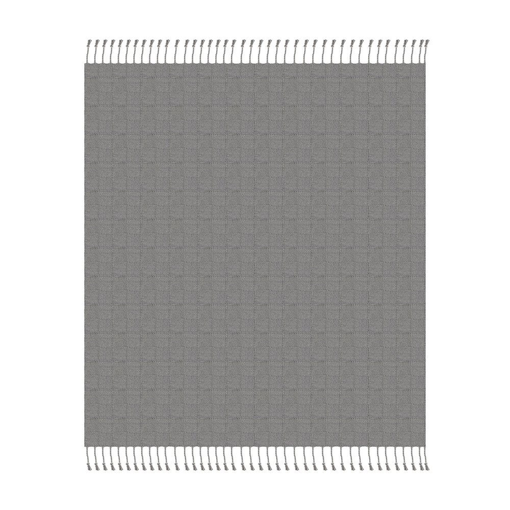 Evette Rios Heather Handmade Basketwoven All-Natural Cotton Throw Blanket, Gray. Picture 3