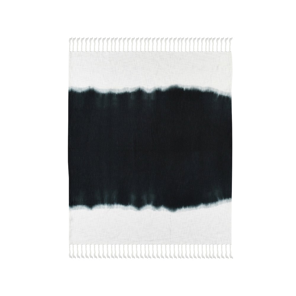 Black/White Ombre Hand-Woven All-Natural Cotton Throw Blanket. Picture 3