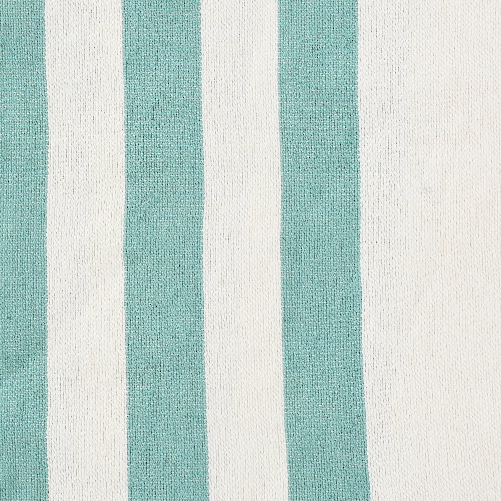 Aqua Blue/White Striped Hand-Woven All-Natural Cotton Throw Blanket. Picture 2