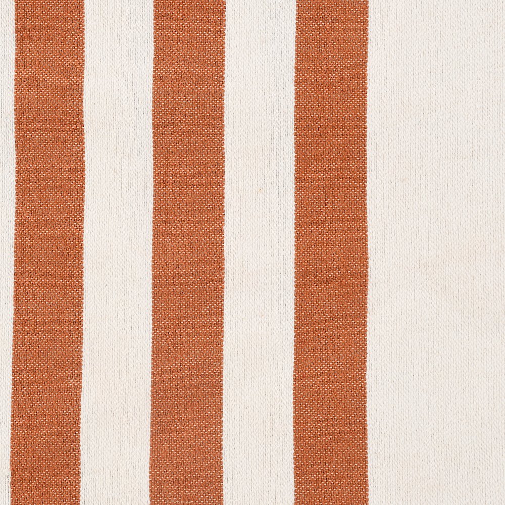 Adobe Orange/White Striped Hand-Woven All-Natural Cotton Throw Blanket. Picture 2