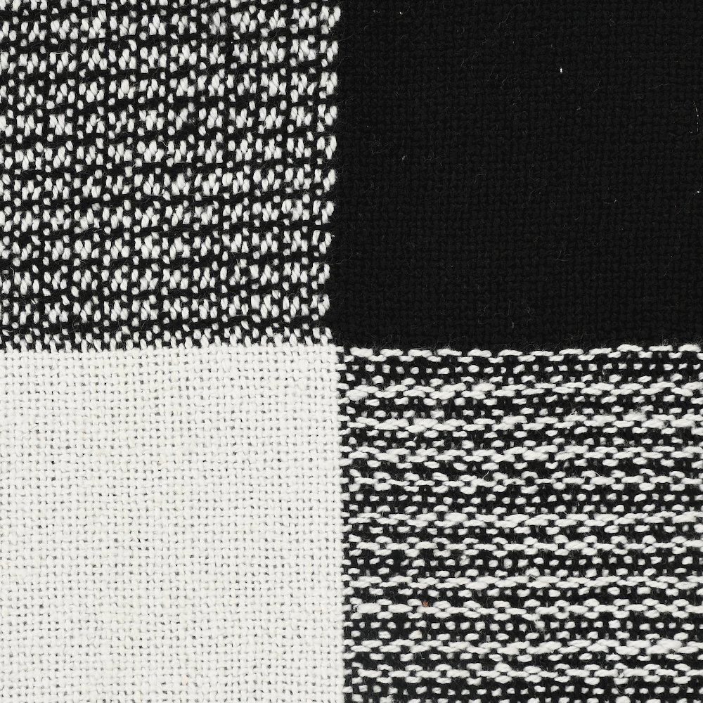 Black/White Tartan/Plaid Hand-Woven All-Natural Cotton Throw Blanket. Picture 2