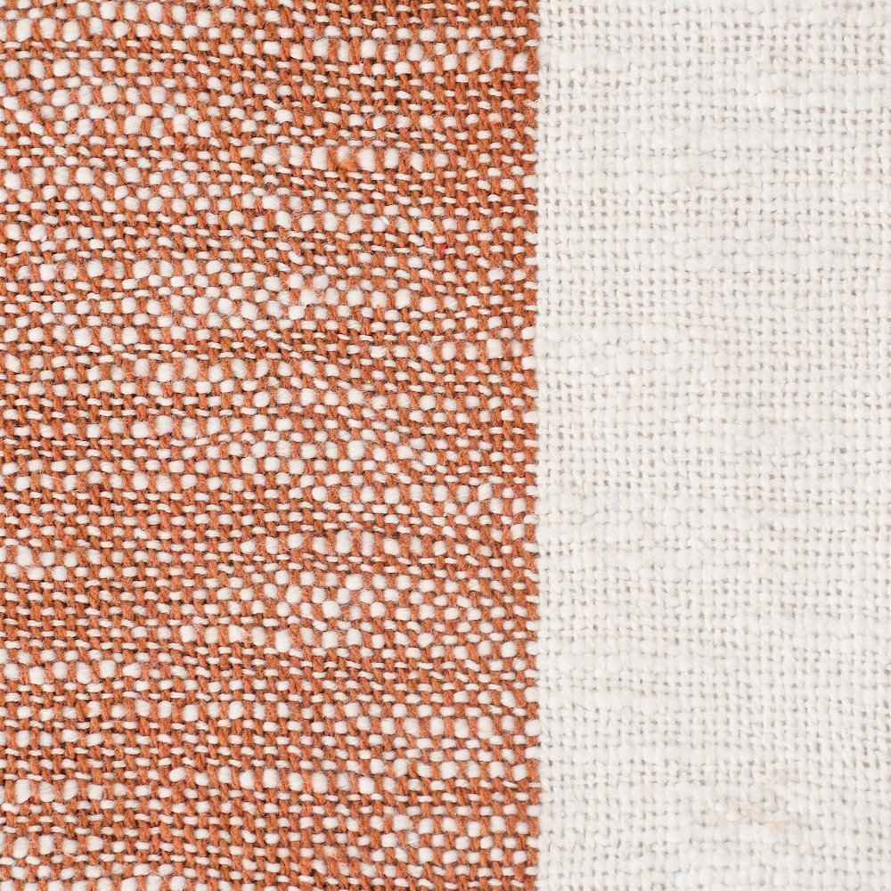 Borderline Striped Hand-Woven All-Natural Cotton Throw Blanket, Orange. Picture 2
