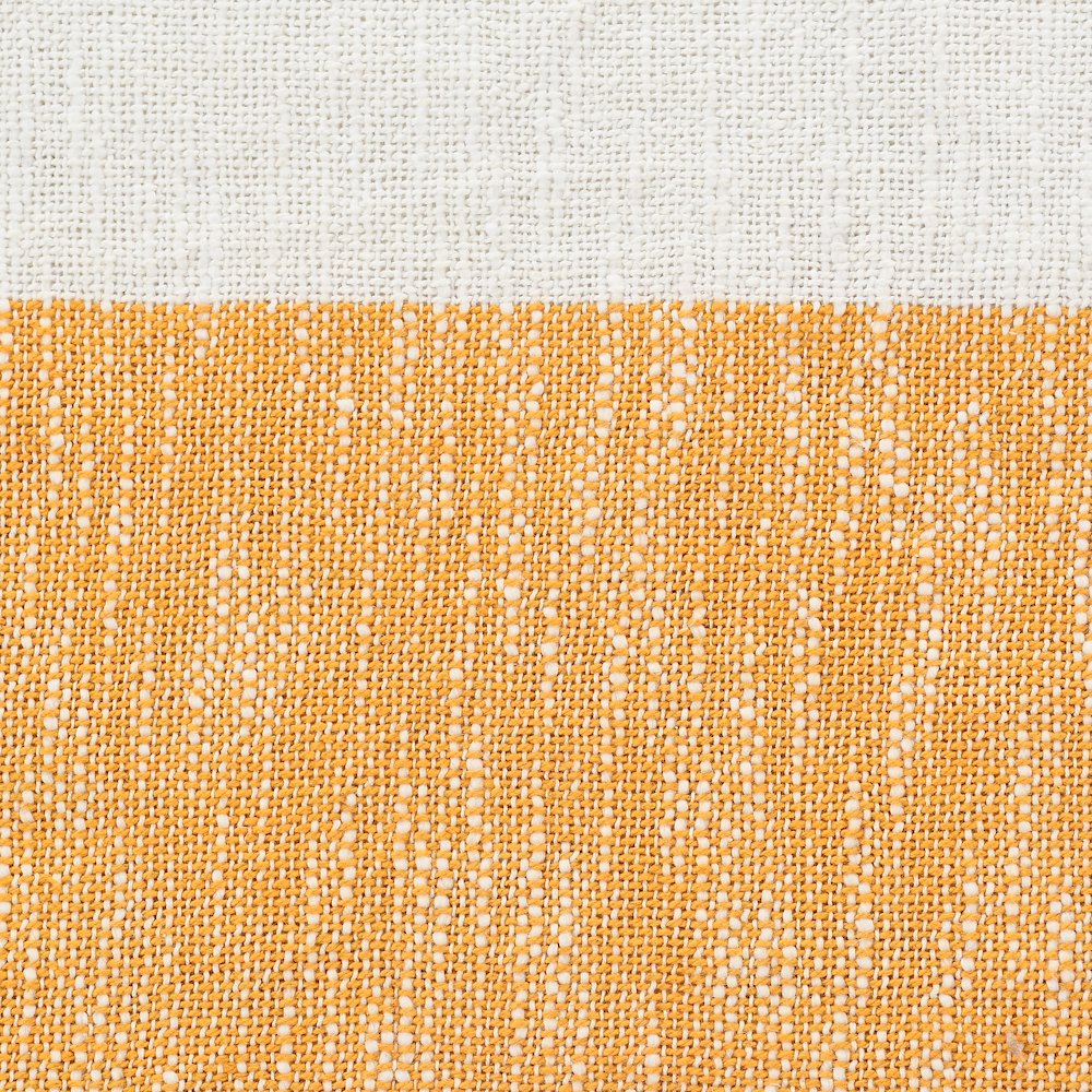 Borderline Striped Hand-Woven All-Natural Cotton Throw Blanket, Yellow. Picture 2