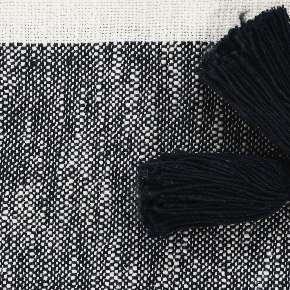 Evette Rios Borderline Striped Hand-Woven All-Natural Cotton Throw Blanket, Blue. Picture 2