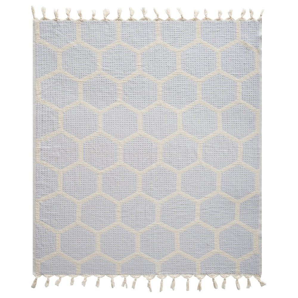 Avery Geometric/Honeycomb All-Natural Turkish Cotton Throw Blanket, Lilac. Picture 1
