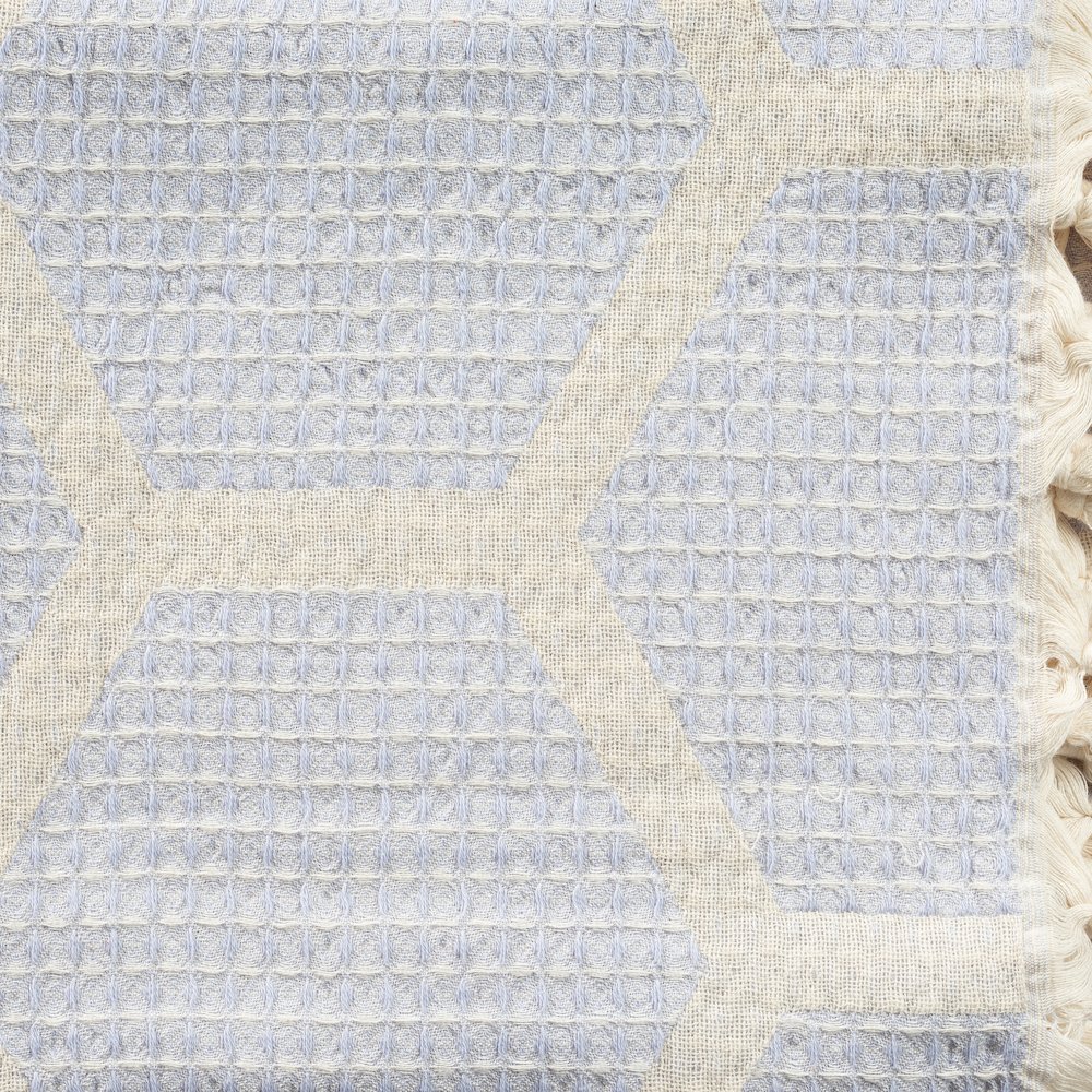 Avery Geometric/Honeycomb All-Natural Turkish Cotton Throw Blanket, Lilac. Picture 6