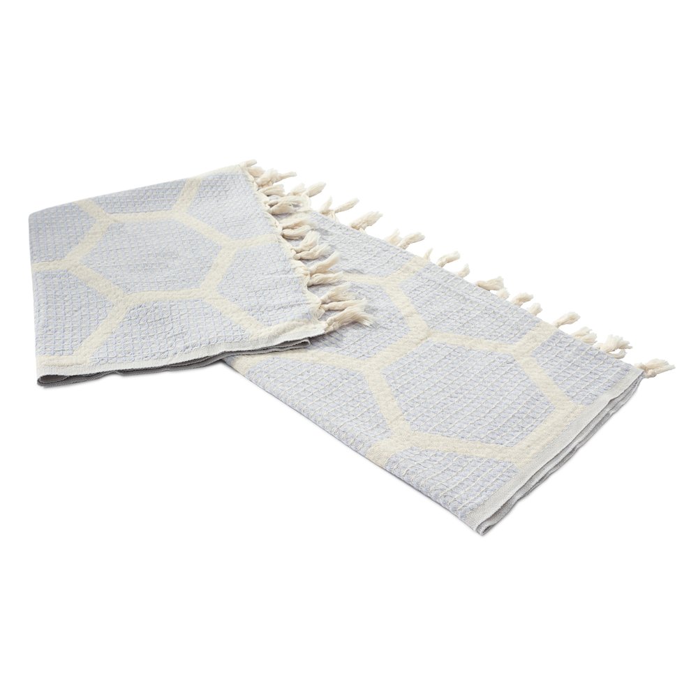 Avery Geometric/Honeycomb All-Natural Turkish Cotton Throw Blanket, Lilac. Picture 4