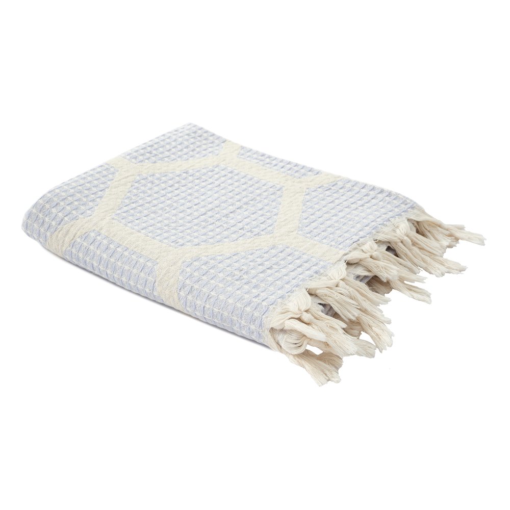 Avery Geometric/Honeycomb All-Natural Turkish Cotton Throw Blanket, Lilac. Picture 5