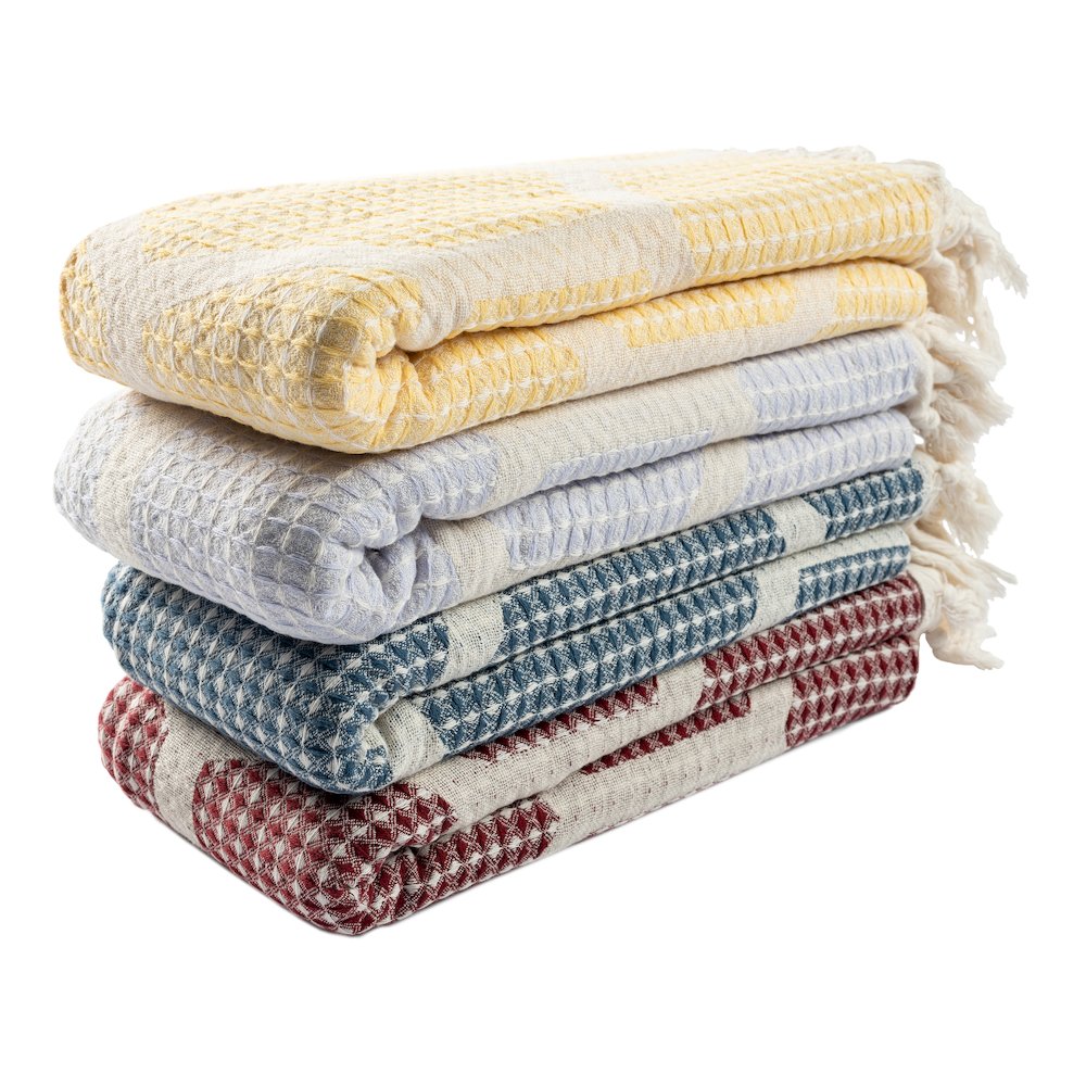 Avery Geometric/Honeycomb All-Natural Turkish Cotton Throw Blanket, Lilac. Picture 8