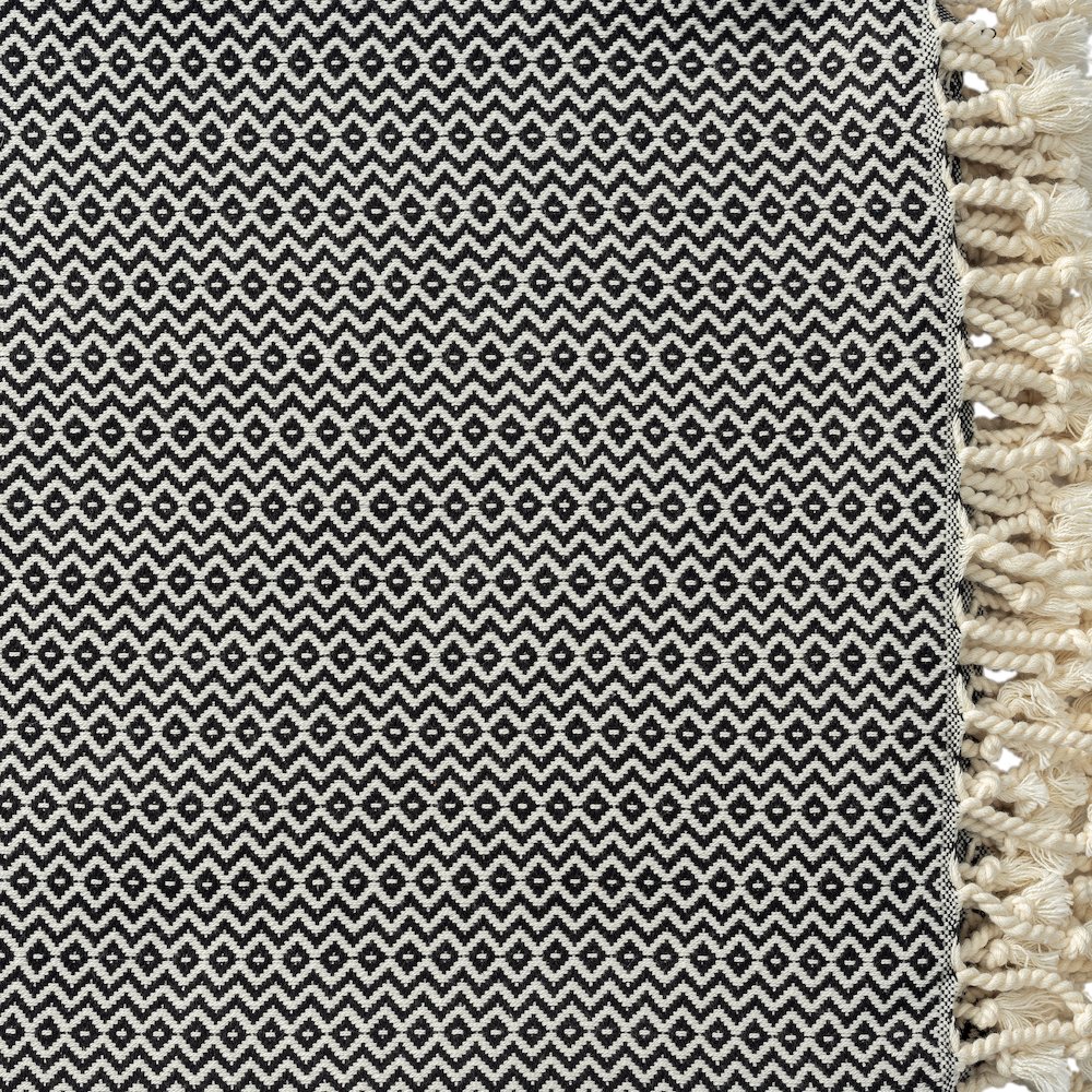 Black/White Diamond Turkish All-Natural Cotton Throw Blanket. Picture 6