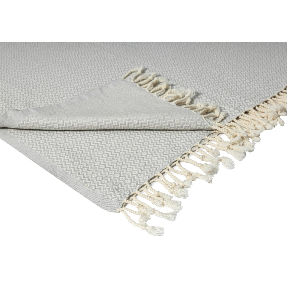 Grey/White Diamond Turkish All-Natural Cotton Throw Blanket. Picture 3