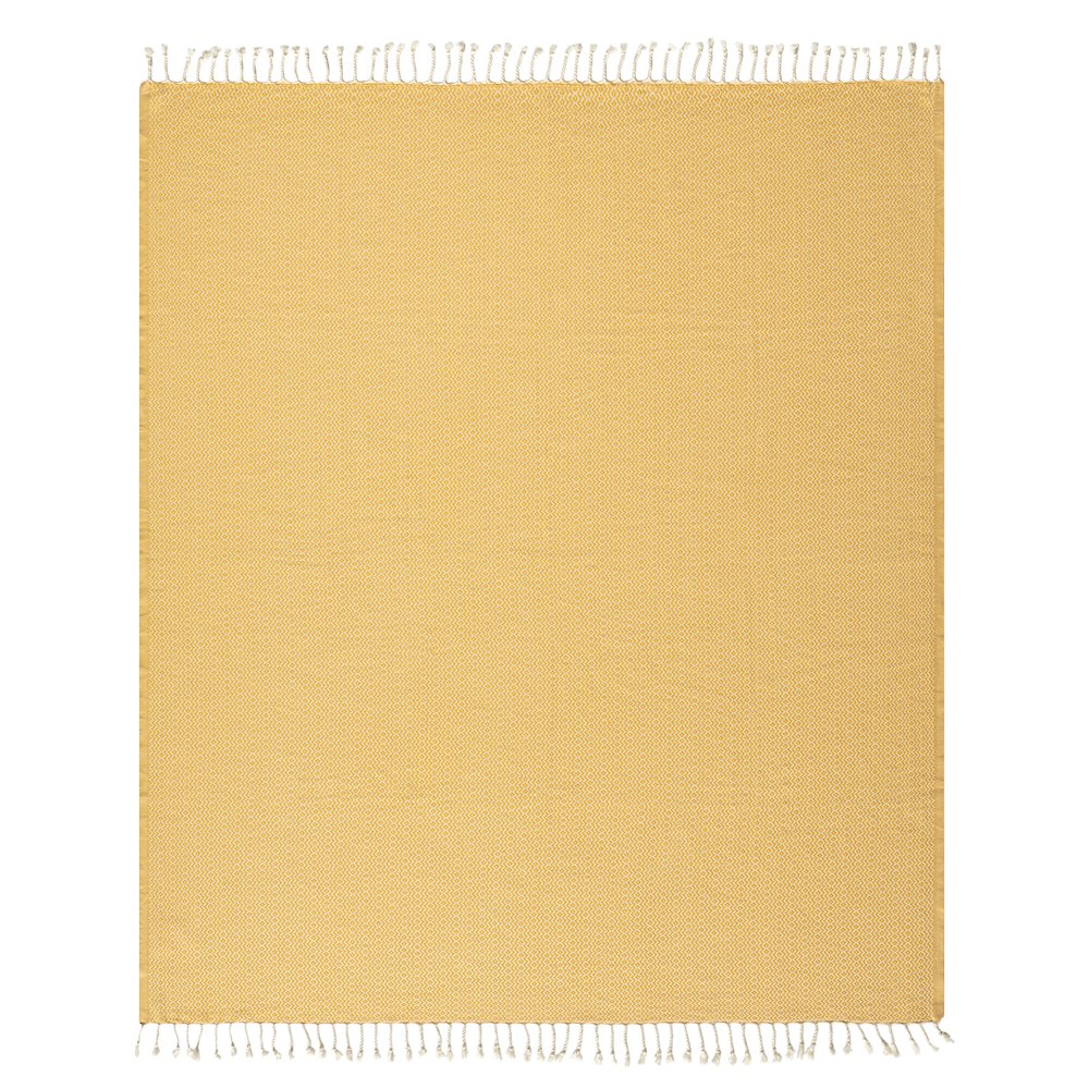 Yellow/White Diamond Turkish All-Natural Cotton Throw Blanket. Picture 1