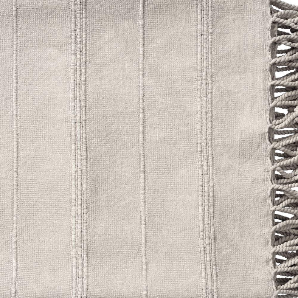 Light Taupe Striped Turkish All-Natural Cotton Throw Blanket. Picture 6