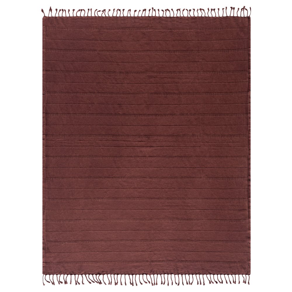 Burgundy Striped Turkish All-Natural Cotton Throw Blanket. Picture 1