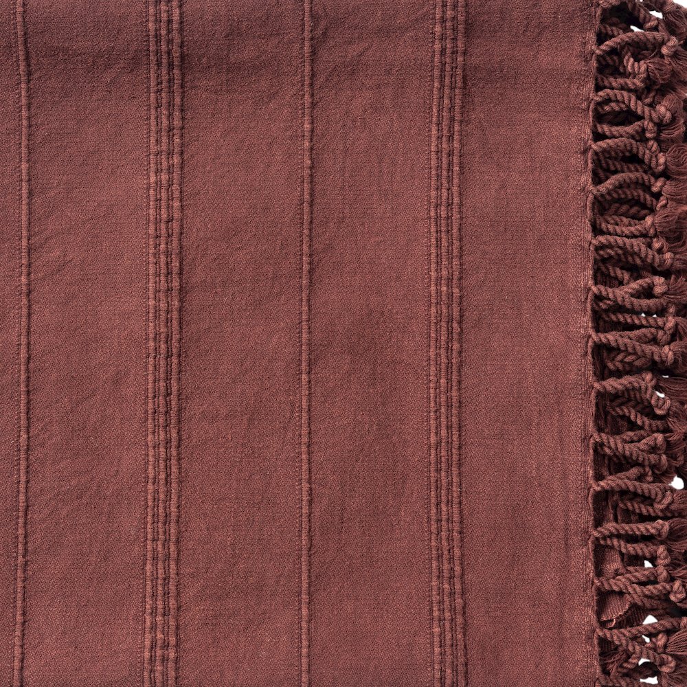 Burgundy Striped Turkish All-Natural Cotton Throw Blanket. Picture 6