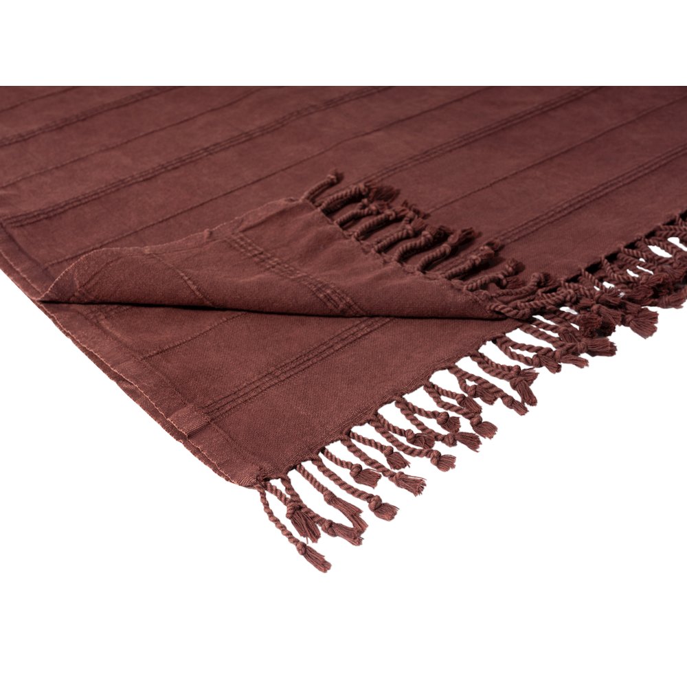 Burgundy Striped Turkish All-Natural Cotton Throw Blanket. Picture 3