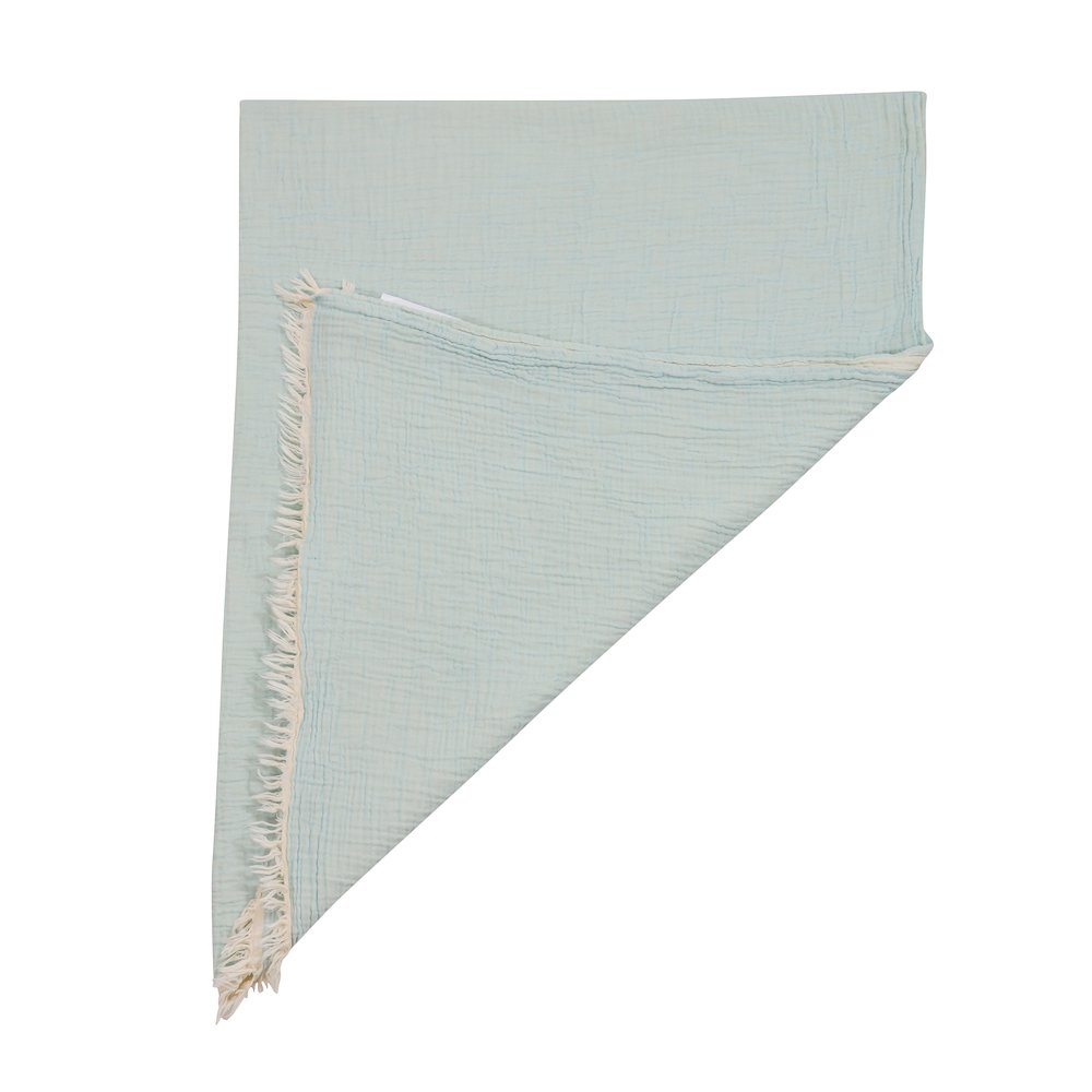 Sandy Farmhouse Solid Turkish Crinkled Cotton Throw Blanket with Fringe. Picture 3