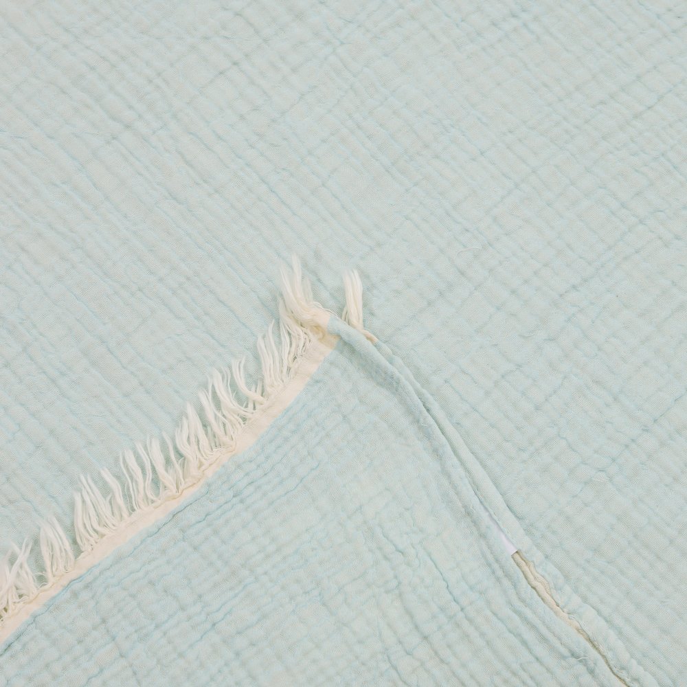 Sandy Farmhouse Solid Turkish Crinkled Cotton Throw Blanket with Fringe. Picture 4