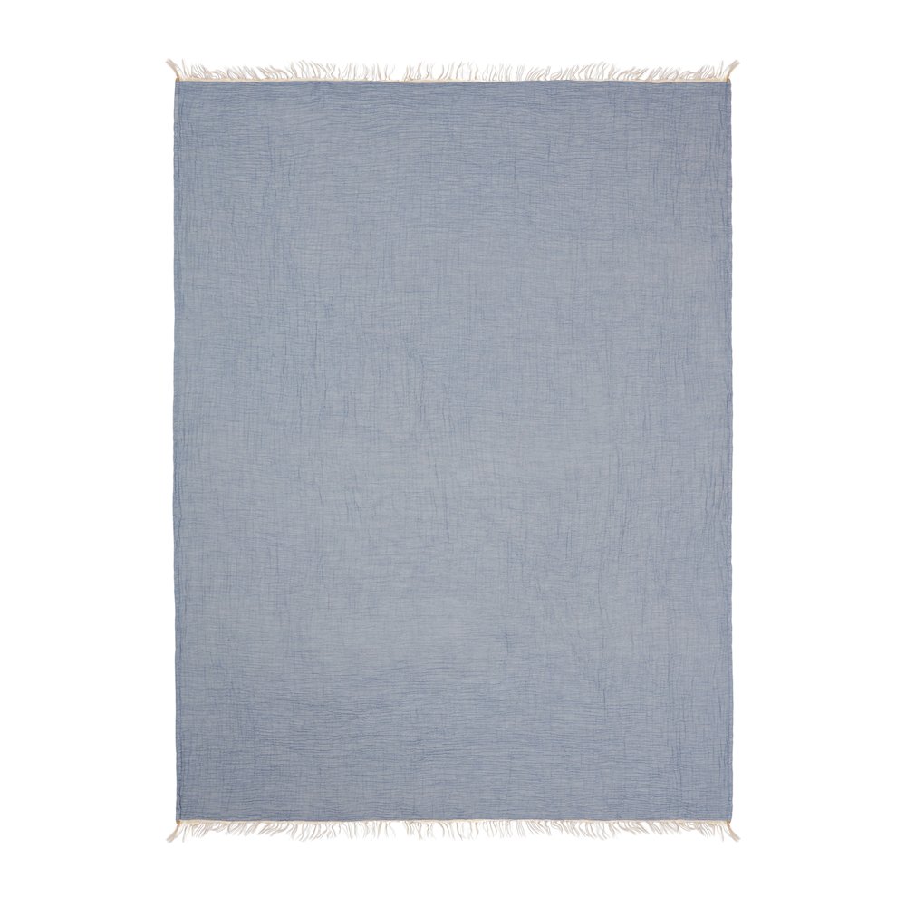 Sandy Farmhouse Solid Turkish Crinkled Cotton Throw Blanket with Fringe. Picture 1