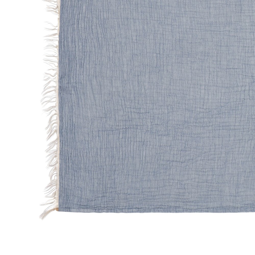 Sandy Farmhouse Solid Turkish Crinkled Cotton Throw Blanket with Fringe. Picture 5