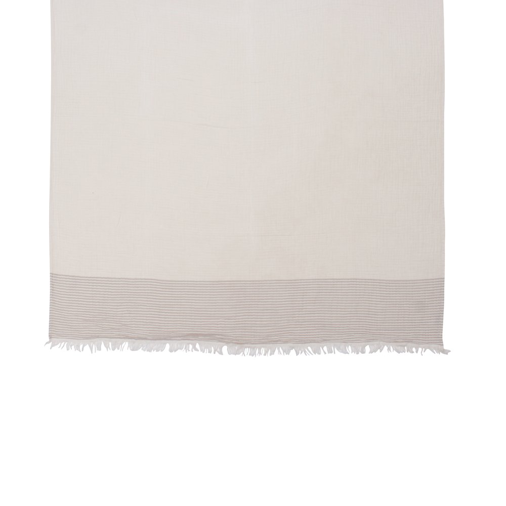Beige/Ivory Farmhouse Striped Cotton Throw Blanket. Picture 3