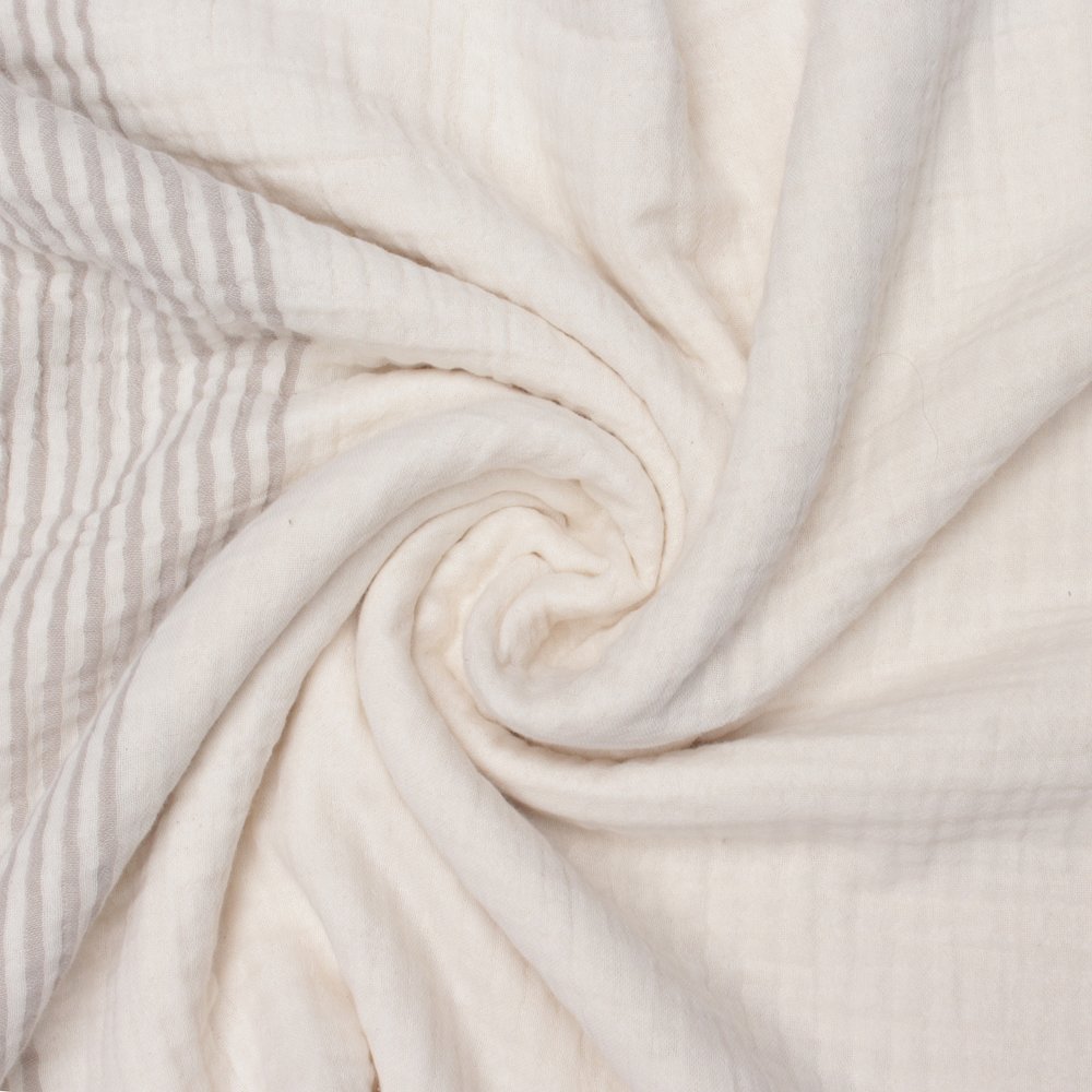 Beige/Ivory Farmhouse Striped Cotton Throw Blanket. Picture 4