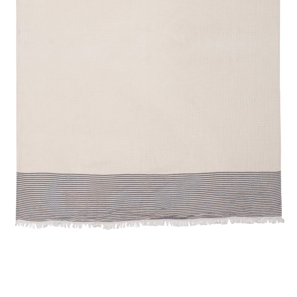 Gray/Ivory Farmhouse Striped Cotton Throw Blanket. Picture 3