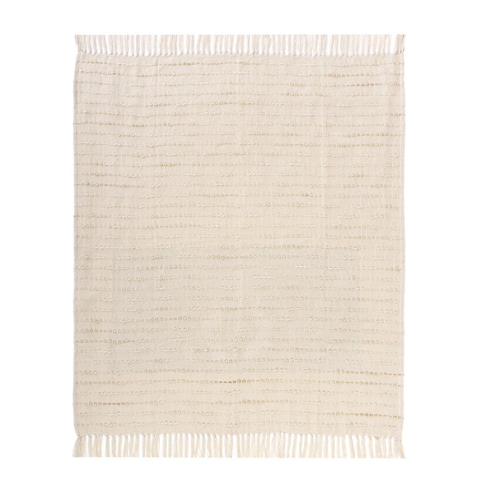 White/ Beige Striped Ombre Farmhouse Flatweave Throw Blanket. Picture 1