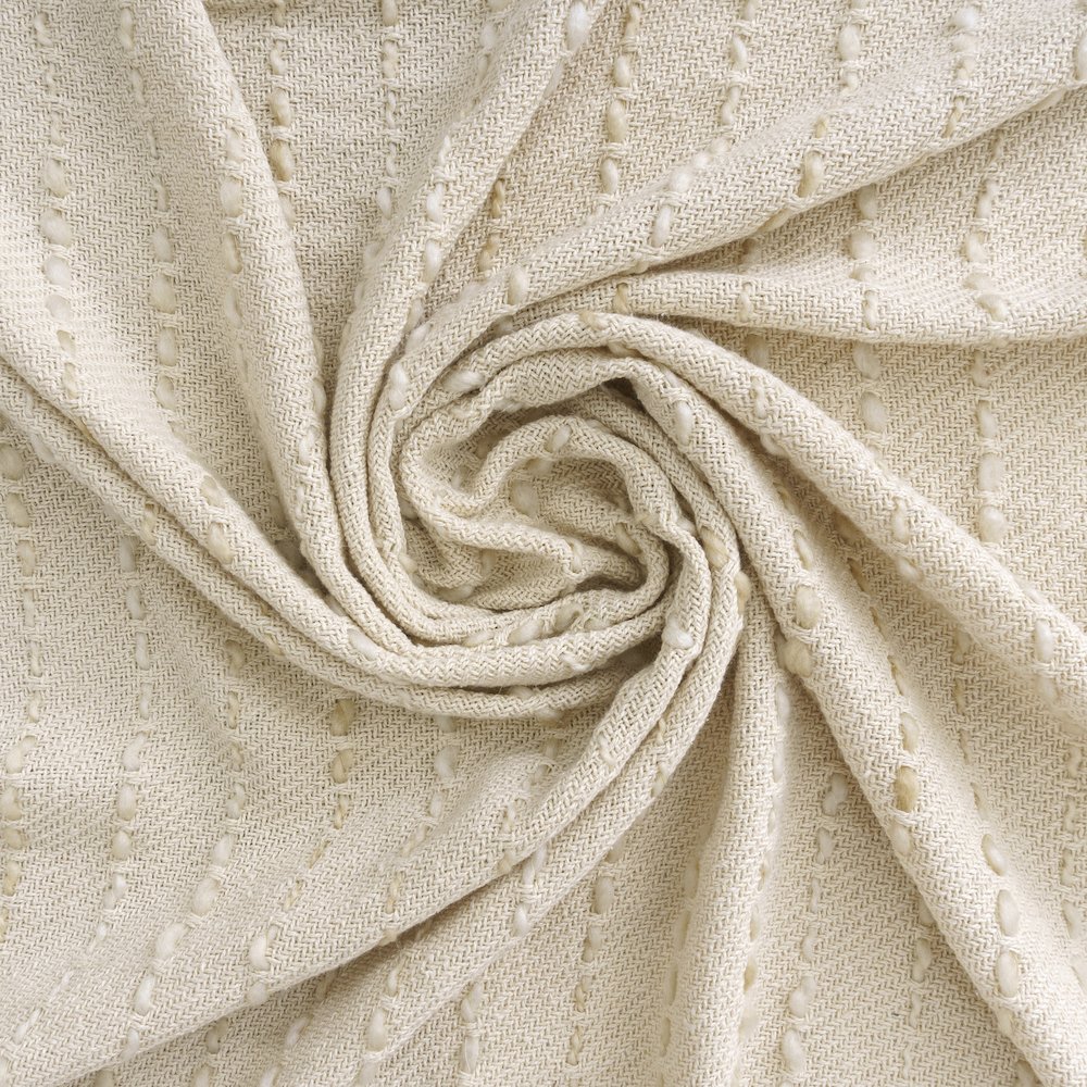 White/ Beige Striped Ombre Farmhouse Flatweave Throw Blanket. Picture 4