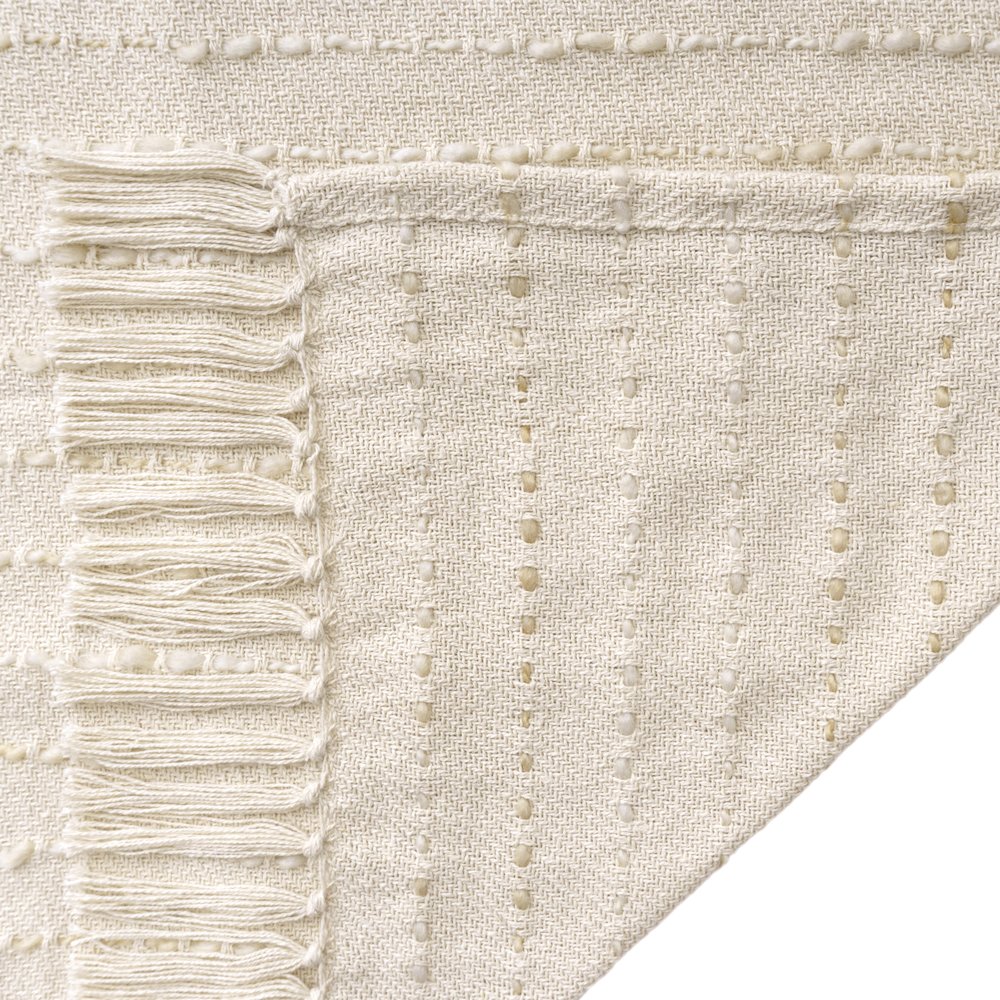 White/ Beige Striped Ombre Farmhouse Flatweave Throw Blanket. Picture 6