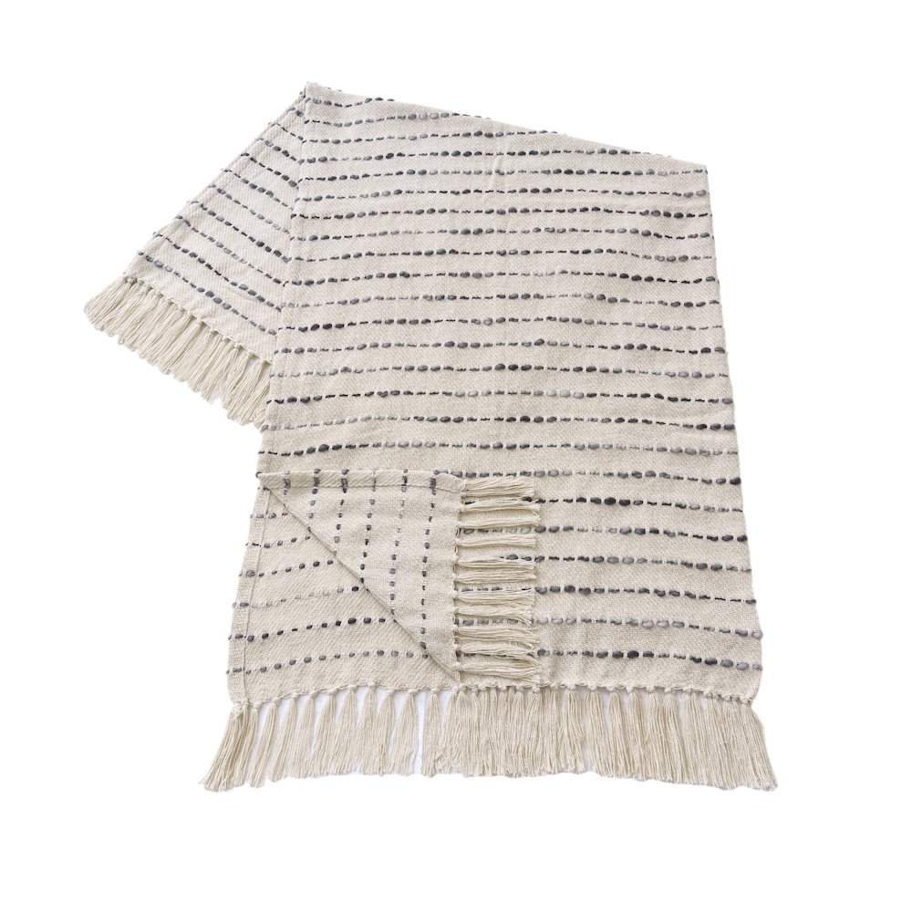 White/ Navy Striped Ombre Nautical Flatweave Throw Blanket. Picture 3