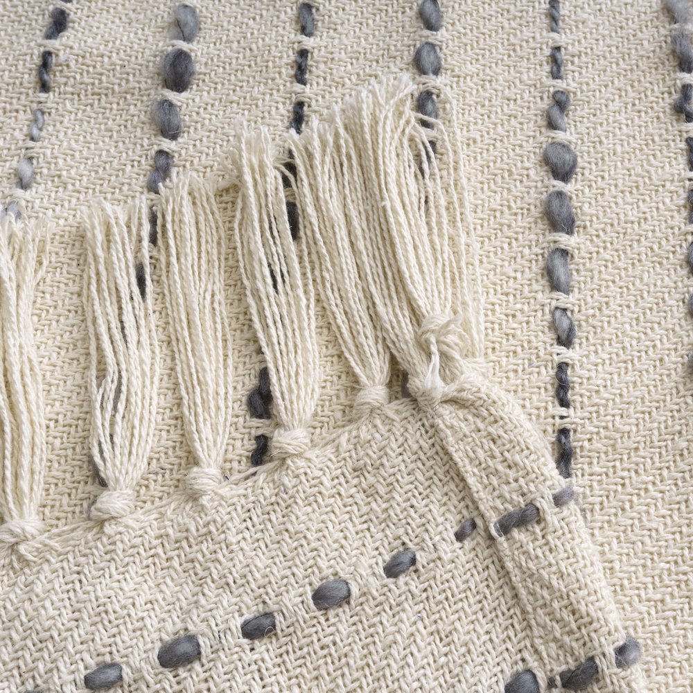 White/ Navy Striped Ombre Nautical Flatweave Throw Blanket. Picture 5